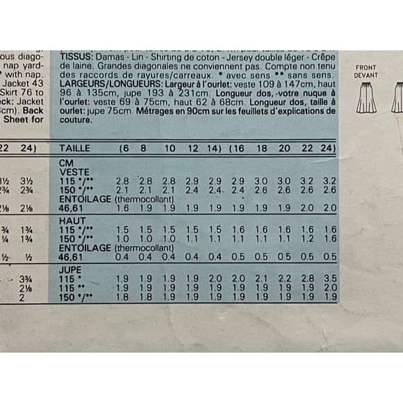 Butterick Sewing pattern 5420 suit top skirt sz 16-22 - Picture 8 of 8